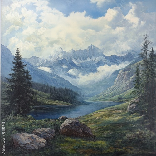 Serene Mountain Lake Landscape