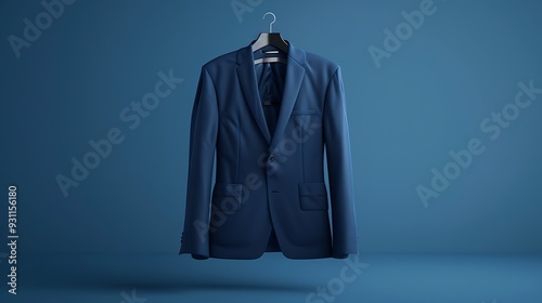 A business suit mock up dark blue isolated on a blue background