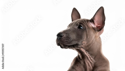 タイ・リッジバック・ドッグの子犬のポートレート（Thai Ridgeback Dog puppy portrait on white background） 