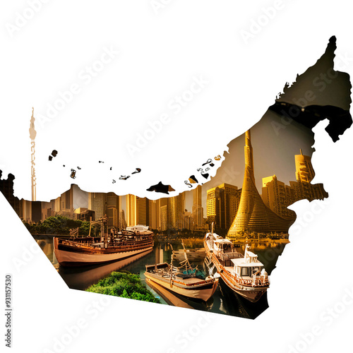 UAE Map with Dubai City PNG