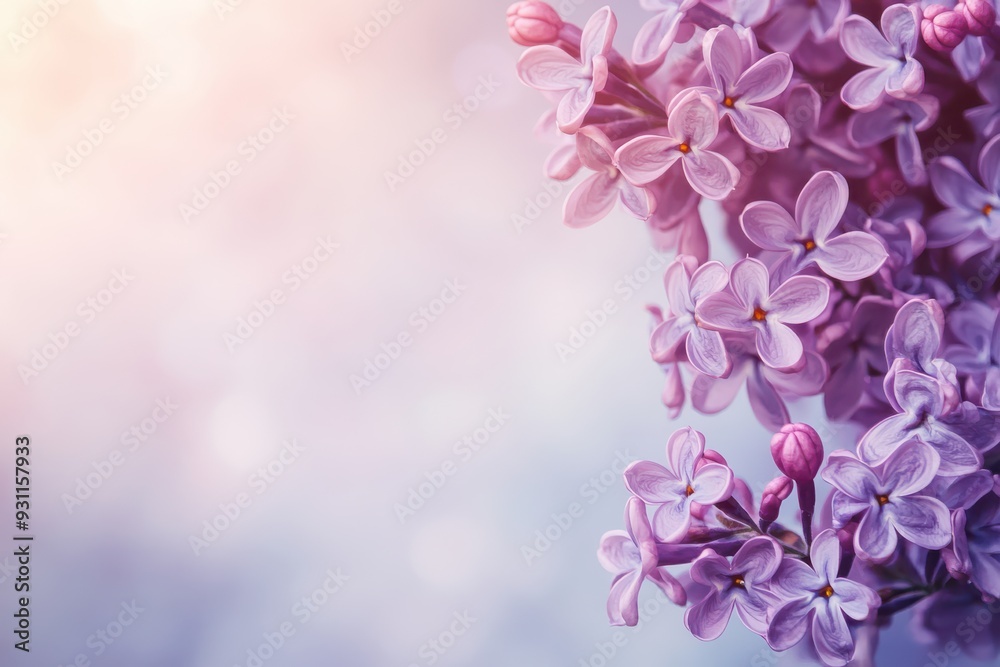 Purple lilac flowers in spring on a bright fuzzy background Purple lilac flowers in spring on a bright fuzzy background