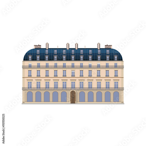 Parisian house, French architecture. residential building. vector