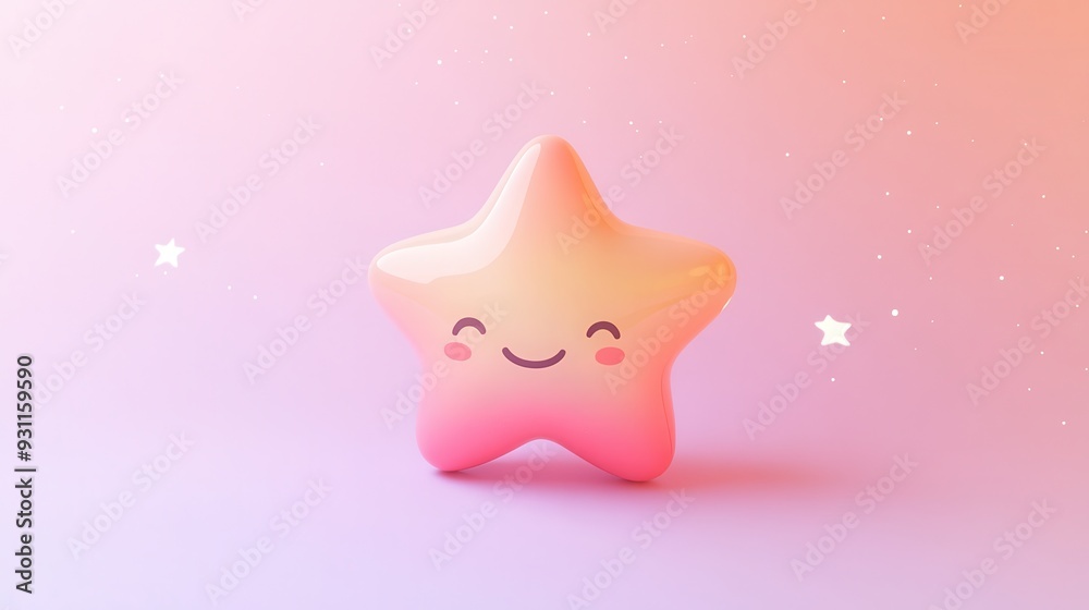 A cute, smiling star character with a gradient color, set against a soft pastel background. A cute, smiling star character with a gradient color, set against a soft pastel background.