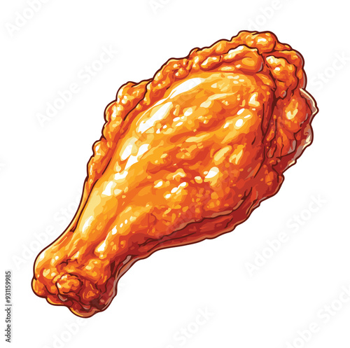 fried chicken cartoon illustration isolated on white, generative ai