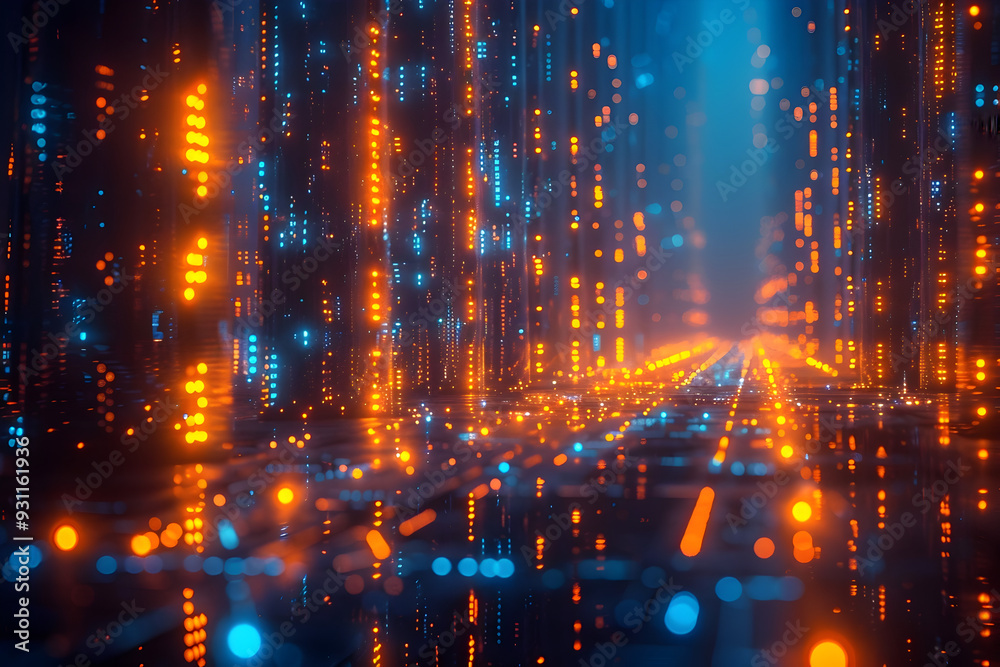 Fototapeta premium Advanced Monitoring Renewable Energy Grids in Sleek High Tech Futuristic Style