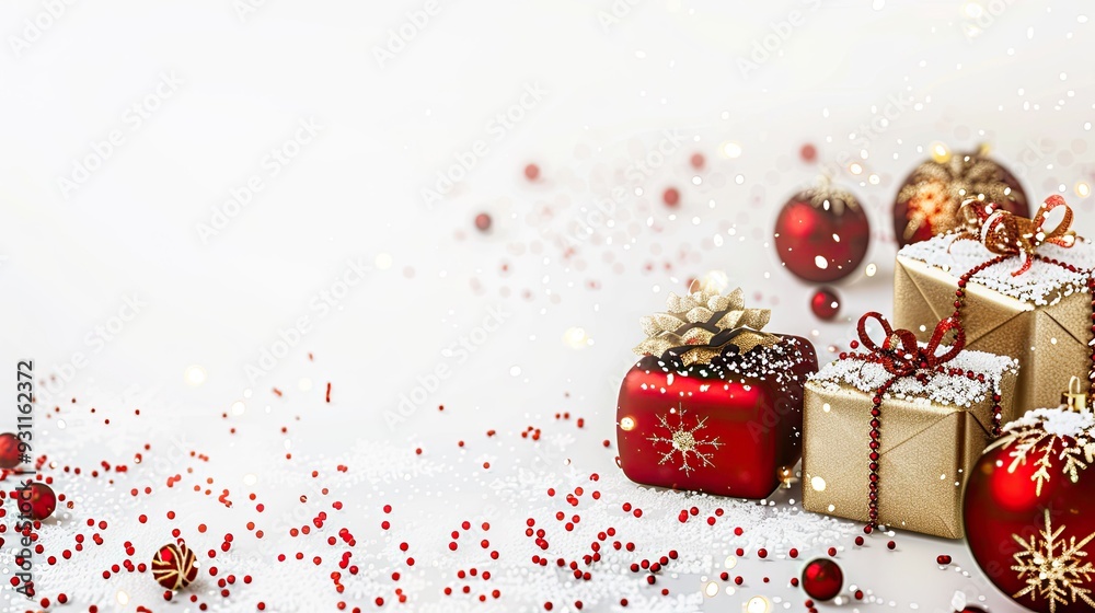 Festive Christmas Decor with Gifts and Ornaments