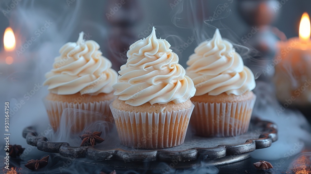 Spooky cupcakes with white frosting for Halloween Spooky cupcakes with white frosting for Halloween