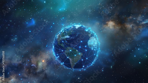 Fototapeta Naklejka Na Ścianę i Meble -  Global Network and Connections in Space