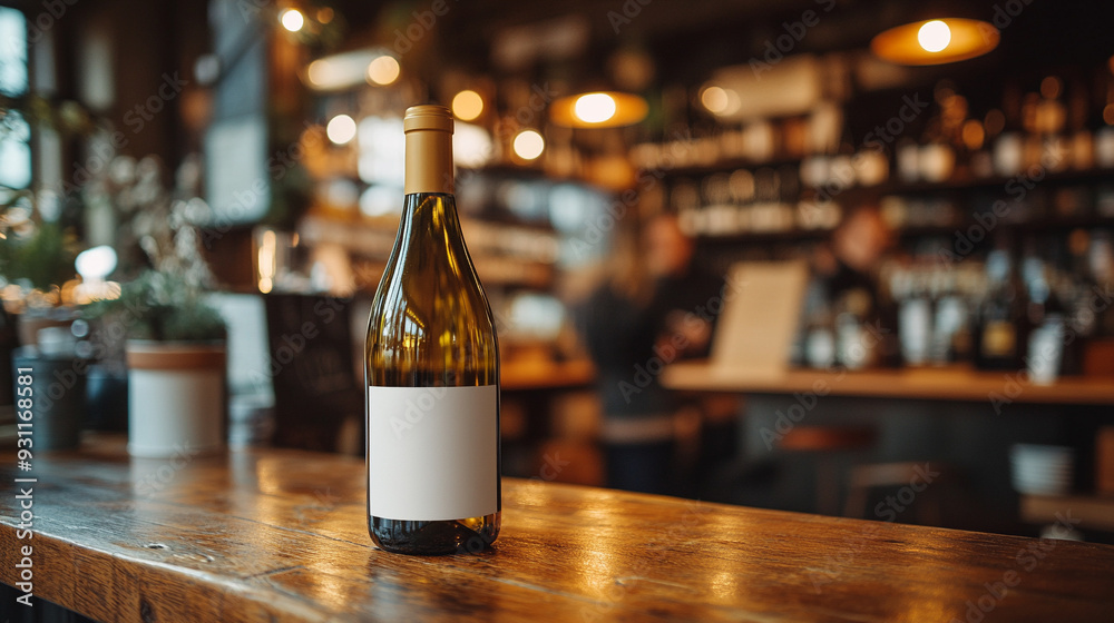 wine bottle with a blank label stands elegantly on a dark surface, ideal for mockup presentations. The minimalistic design, combined with soft lighting, emphasizes the bottle's sophisticated aesthetic wine bottle with a blank label stands elegantly on a dark surface, ideal for mockup presentations. The minimalistic design, combined with soft lighting, emphasizes the bottle's sophisticated aesthetic