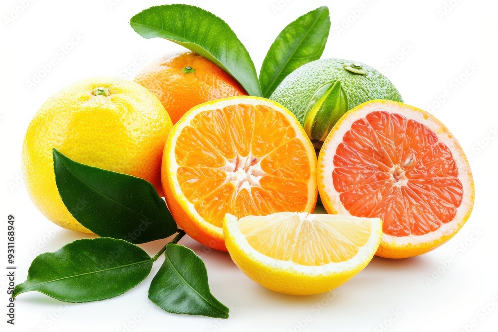 Fresh Citrus Fruits with Green Leaves. Fresh Citrus Fruits with Green Leaves.