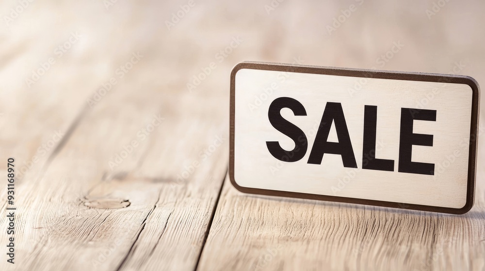 A Mysterious Sale Sign on a Wooden Floor A Mysterious Sale Sign on a Wooden Floor