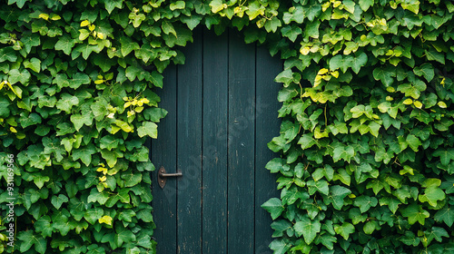 Bright Green Ivy Door Garden Natural