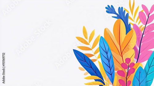 Colorful Leaves Floral Composition Illustration