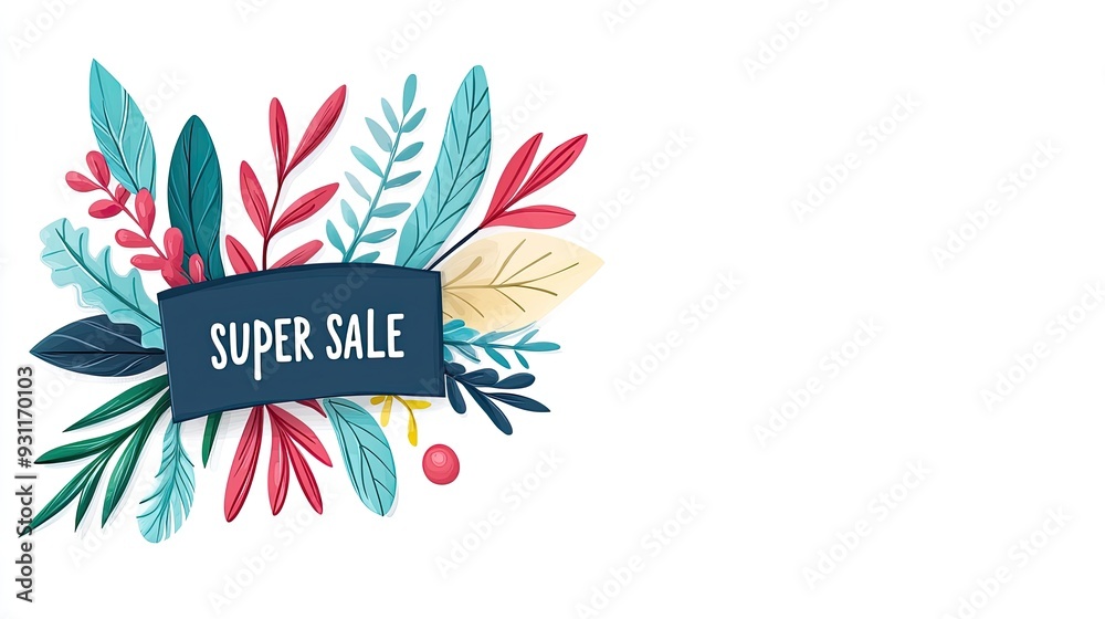 Colorful Banner with Vibrant Leaf Illustrations Colorful Banner with Vibrant Leaf Illustrations
