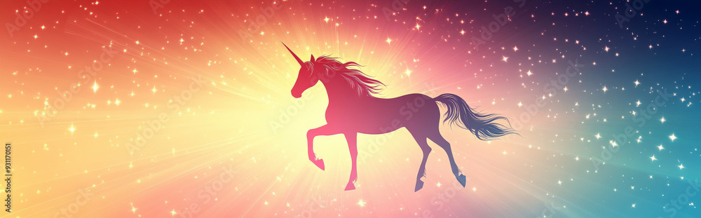 Fototapeta premium unicorn with a subtle starburst pattern behind it, on a soft or solid background