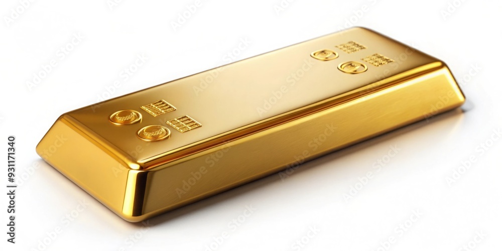 Frontal view of a gold bar with ethical mining icons , Gold, bar, ethical, mining, industry, responsible