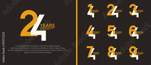 anniversary logo style set with white and yellow color can be use for celebration moment