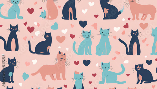seamless background with cats