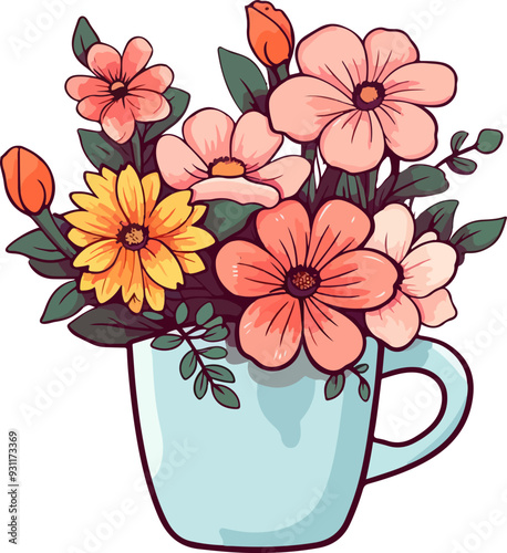 Flower in cup clipart desing illustration
