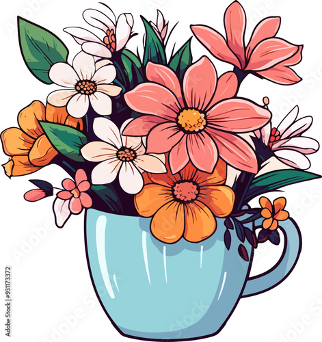 Flower in cup clipart desing illustration