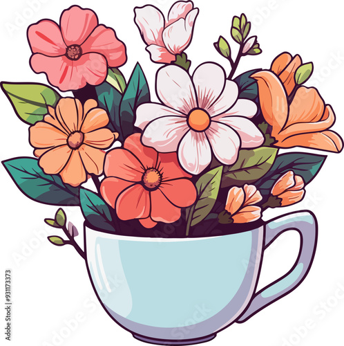 Flower in cup clipart desing illustration