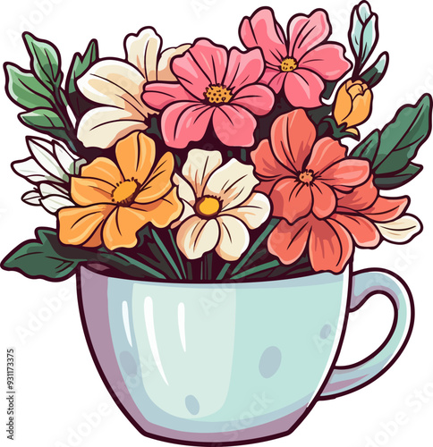 Flower in cup clipart desing illustration