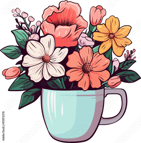 Flower in cup clipart desing illustration