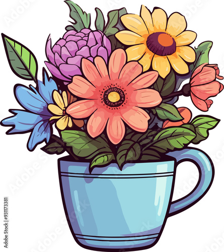 Flower in cup clipart desing illustration
