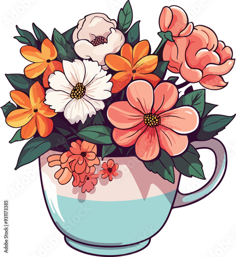 Flower in cup clipart desing illustration