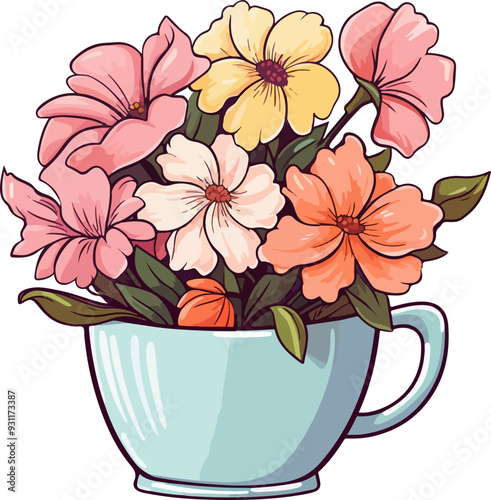 Flower in cup clipart desing illustration