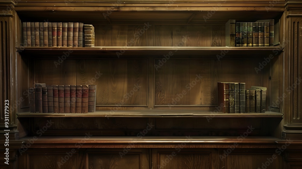 Fototapeta premium Old Books on a Wooden Bookshelf