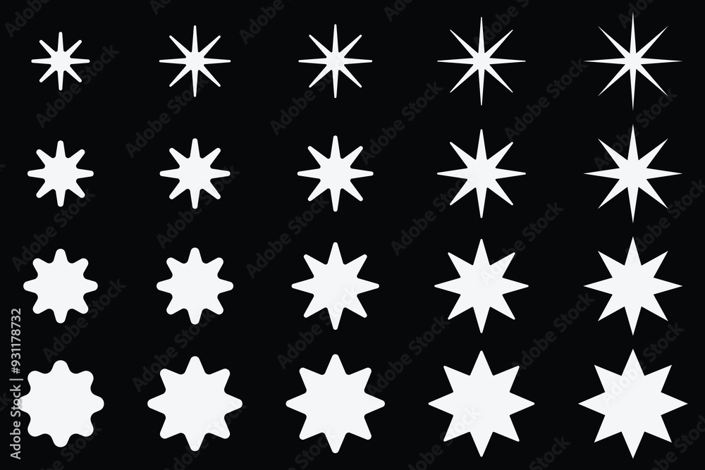 star icon set. Different shape of star icon set.