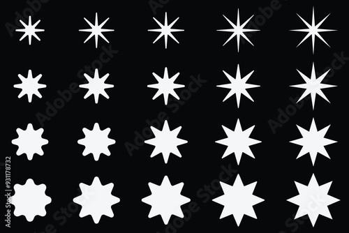 star icon set. Different shape of star icon set.