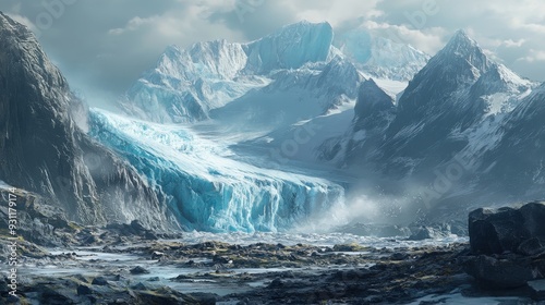 Experience the awe-inspiring view of a glacier, with its immense ice formations