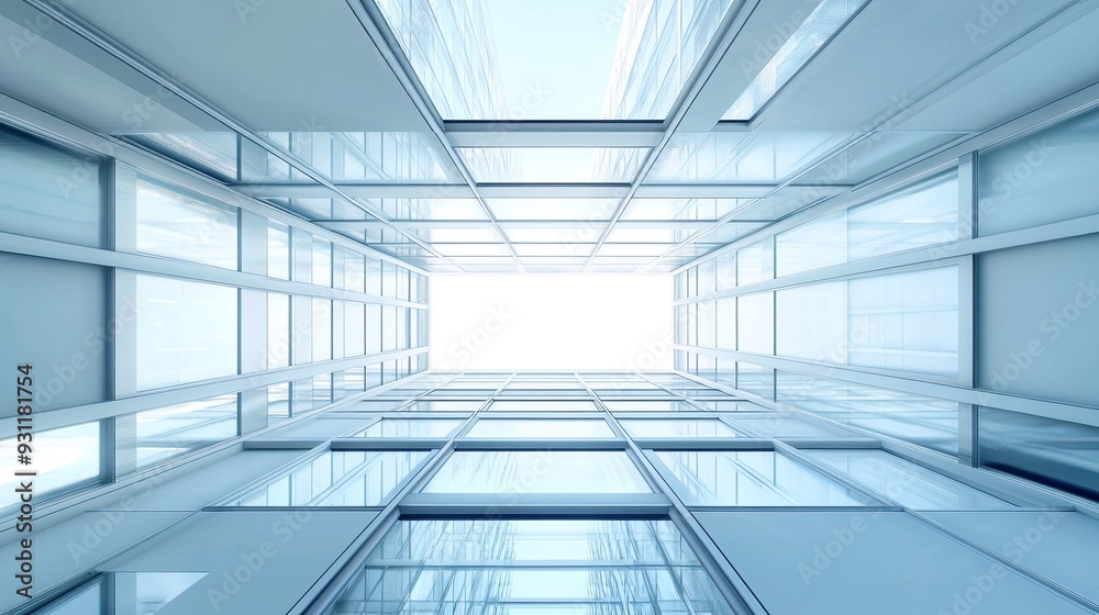 A modern glass building with a bright sky visible from the inside. A modern glass building with a bright sky visible from the inside.