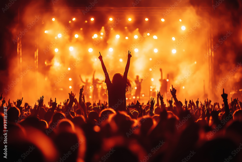 Obraz premium Excited Crowd at Outdoor Concert