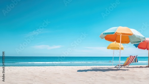 A panoramic view of a beach parking lot on a sunny day  showcasing the joy and relaxation of a beach outing.
