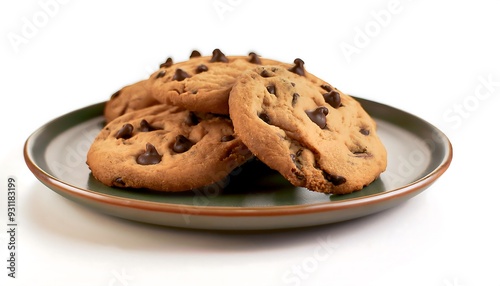 Chocolate Chip Cookies on Green Plate