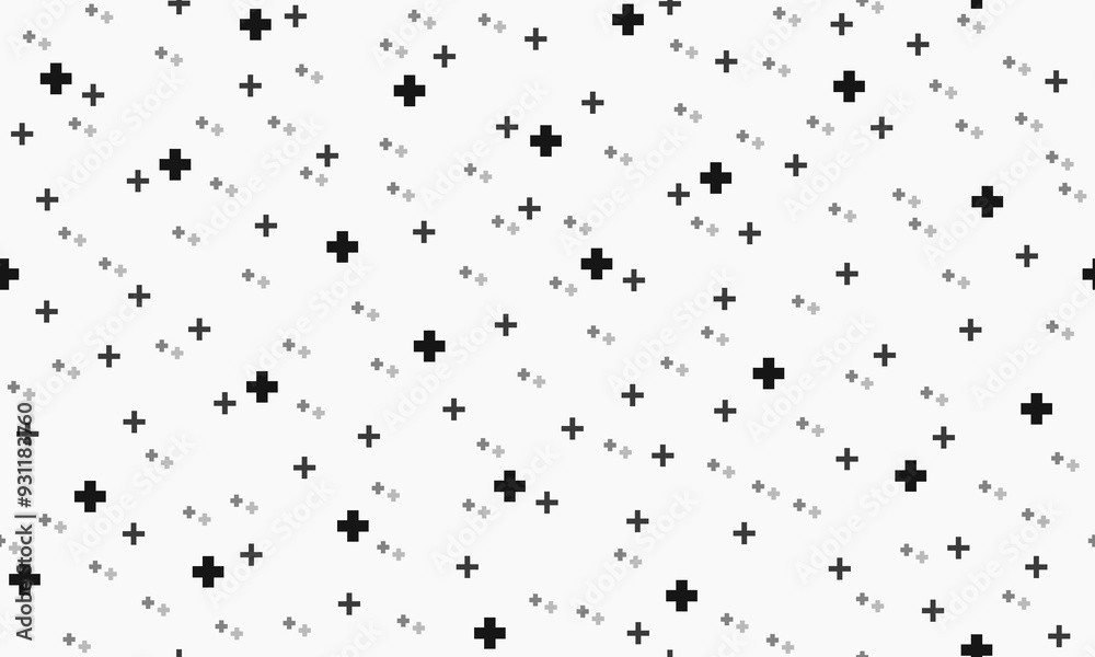 Medical cross seamless pattern. Plus background. Geometric mathematical vector pattern. 