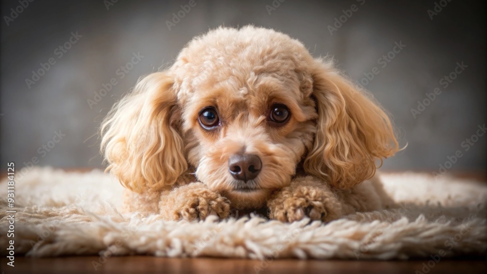 Adorable poodle dog on a rug with sad big eyes, poodle, dog, cute, pet, animal, fluffy, adorable, canine, domestic, sad, eyes Adorable poodle dog on a rug with sad big eyes, poodle, dog, cute, pet, animal, fluffy, adorable, canine, domestic, sad, eyes