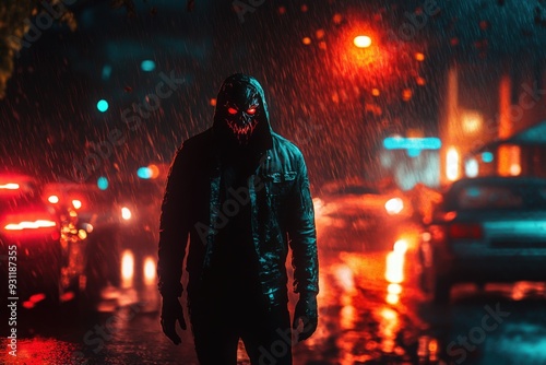 Nighttime: Creepy Hooded Man Walking the Streets