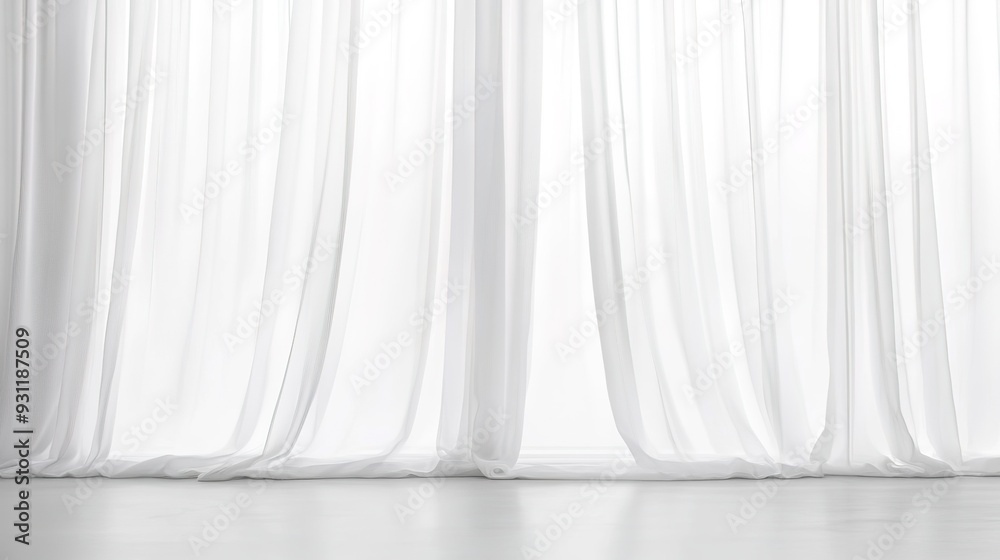 Elegant White Curtains Isolated on a White Background. Minimalistic and Sophisticated Drapes with Soft Folds, Perfect for Home Decor and Interior Design Concepts. Elegant White Curtains Isolated on a White Background. Minimalistic and Sophisticated Drapes with Soft Folds, Perfect for Home Decor and Interior Design Concepts.