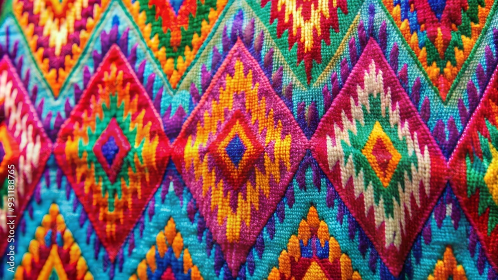 Close-up of colorful handwoven ikat fabric with intricate patterns, ikat, traditional, textile, art, weaving, craft, fabric Close-up of colorful handwoven ikat fabric with intricate patterns, ikat, traditional, textile, art, weaving, craft, fabric