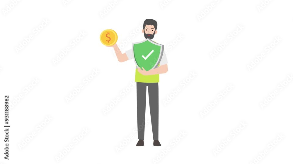 Man with security shield