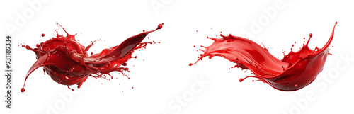 Dynamic Splash of Red Liquid Cut Out with Clipping Path