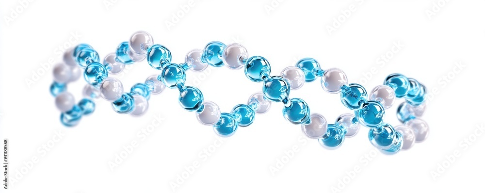 DNA double helix, featuring a vibrant blue and white color scheme DNA double helix, featuring a vibrant blue and white color scheme