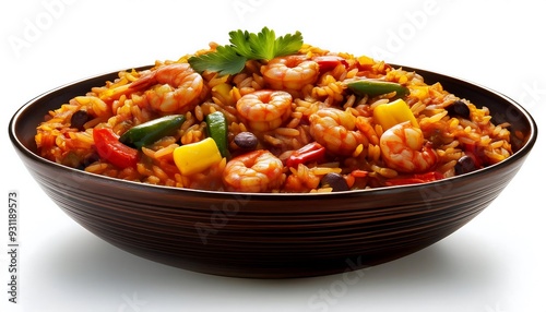 Delicious Shrimp Fried Rice with Vegetables in a Bowl