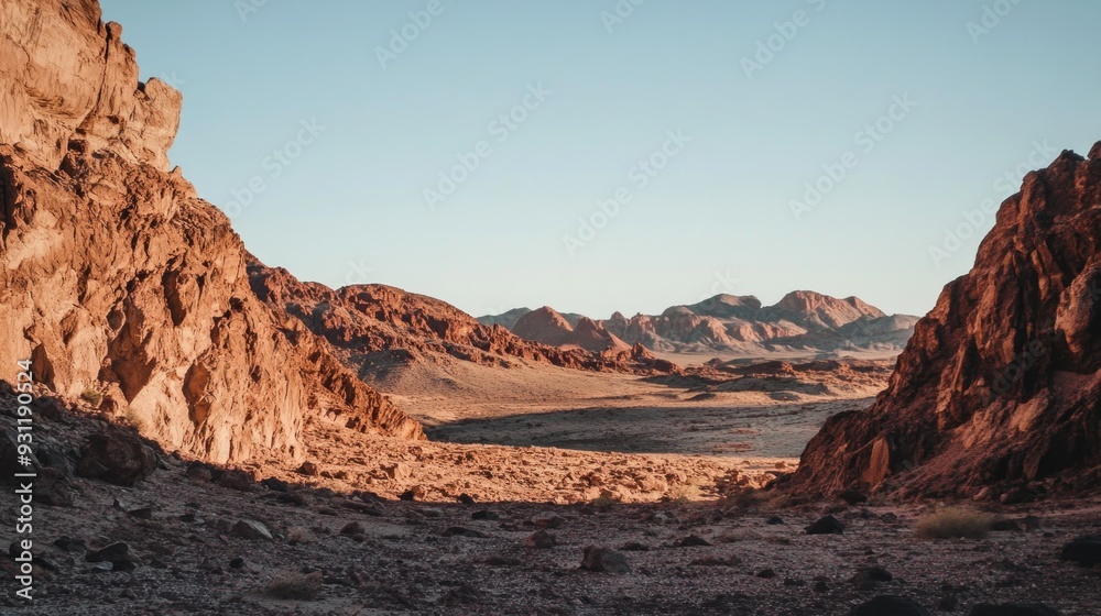 Naklejka premium Desert Landscape with Red Mountains