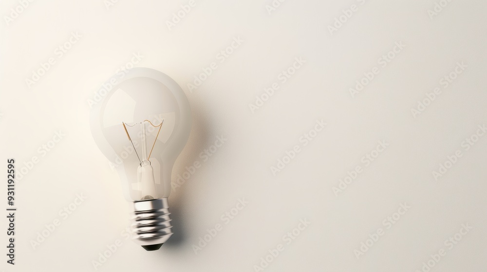 An overhead view of a white lightbulb on a plain white surface, creating a minimalist and modern aesthetic. The image provides ample copy space for adding text or graphics and is perfect for projects An overhead view of a white lightbulb on a plain white surface, creating a minimalist and modern aesthetic. The image provides ample copy space for adding text or graphics and is perfect for projects