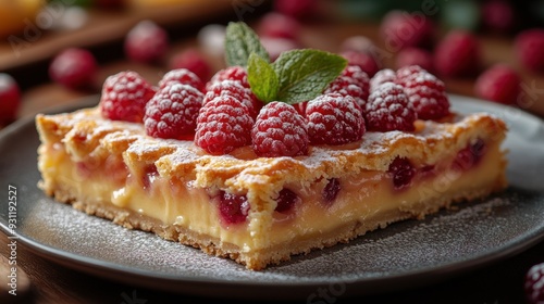 Raspberry Lemon Tart with Powdered Sugar